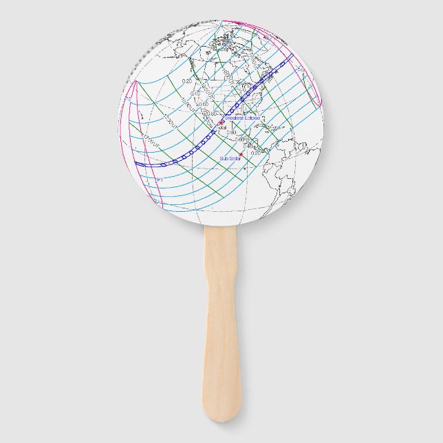 Total Solar Eclipse 2024 Global Path Hand Fan (Back)