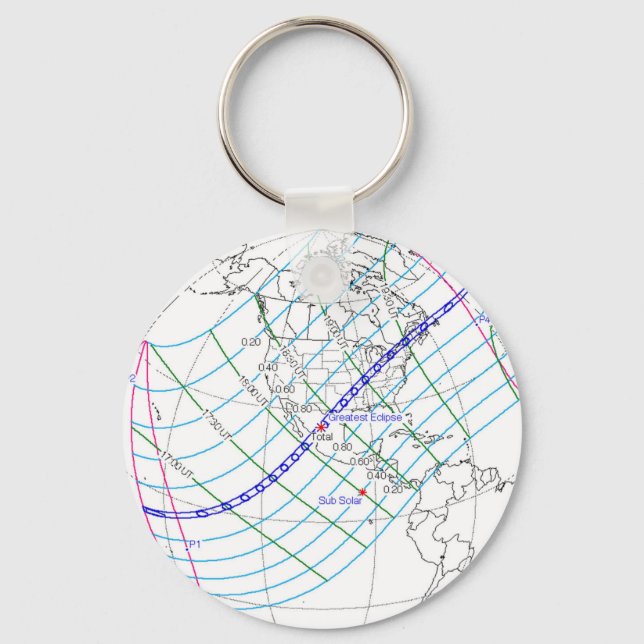 Total Solar Eclipse 2024 Global Path Key Ring (Front)