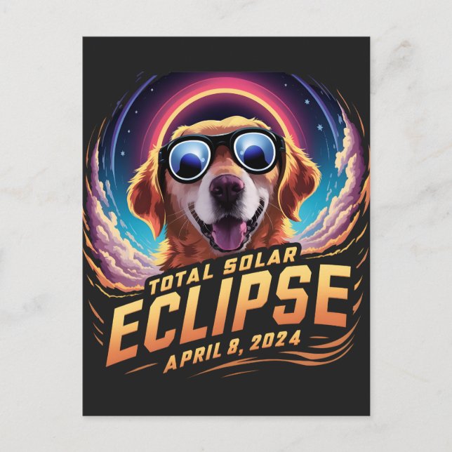 Total Solar Eclipse 2024 Golden Retriever Lover Postcard (Front)