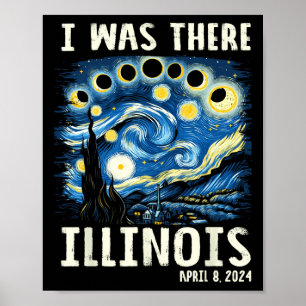 Total Solar Eclipse 2024 Illinois - Starry Night P Poster