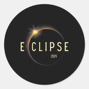 Total Solar Eclipse 2024 Men Women Kids Classic Round Sticker