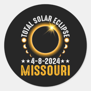 Total Solar Eclipse 2024 Missouri April 8 America Classic Round Sticker