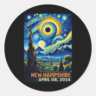Total Solar Eclipse 2024 New Hampshire Starry Nigh Classic Round Sticker