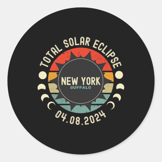 Total Solar Eclipse 2024 New York  Classic Round Sticker (Front)