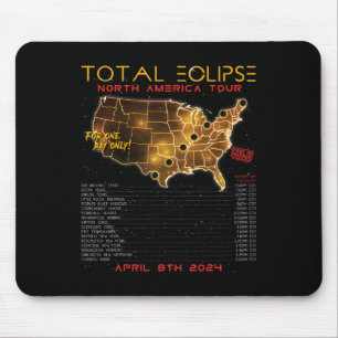 Total Solar Eclipse 2024 North America Tour Mouse Pad