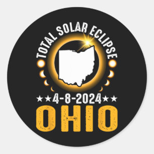 Total Solar Eclipse 2024 Ohio April 8 America Tota Classic Round Sticker