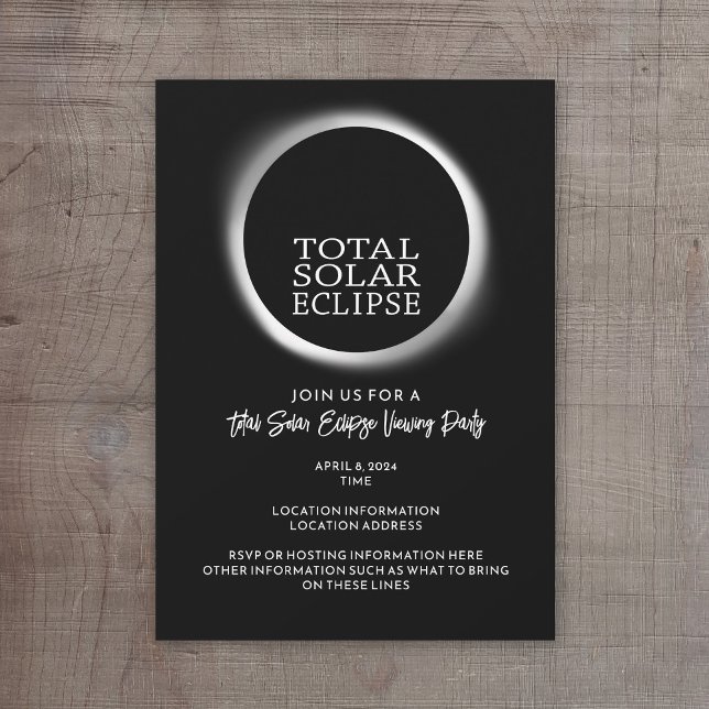 Total Solar Eclipse - 2024 or custom date Invitation (Solar Eclipse Viewing Party Invitation - Instant Download Option Available)