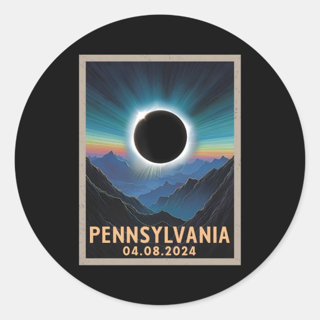 Total Solar Eclipse 2024 Pennsylvania Classic Round Sticker (Front)