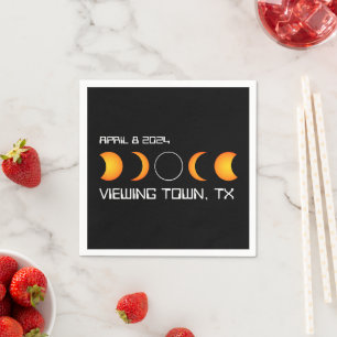 Total Solar Eclipse 2024 Personalised Town State Napkin