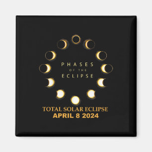 Total Solar Eclipse 2024 Phases April 8th Magnet
