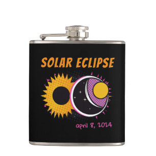 Total solar eclipse 2024 pop art design hip flask