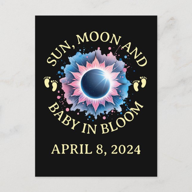Total Solar Eclipse 2024 Pregnancy Announcement Postcard (Front)