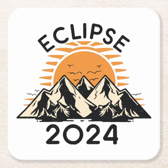 Total Solar Eclipse 2024 Square Paper Coaster (Front)