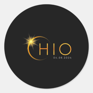 Total Solar Eclipse 2024 State Ohio Totality April Classic Round Sticker