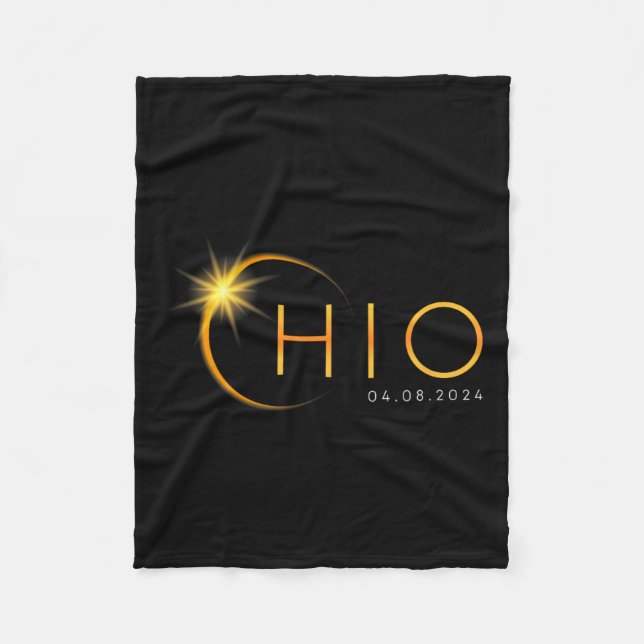 Total Solar Eclipse 2024 State Ohio Totality April Fleece Blanket (Front)