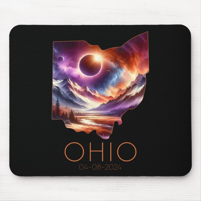 Total Solar Eclipse 2024 State Ohio Totality April Mouse Pad (Front)