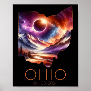 Total Solar Eclipse 2024 State Ohio Totality April Poster