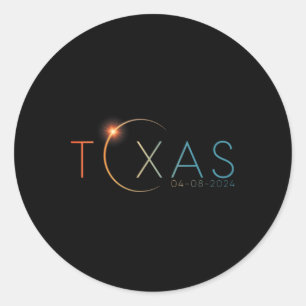 Total Solar Eclipse 2024 State Texas Totality Apri Classic Round Sticker