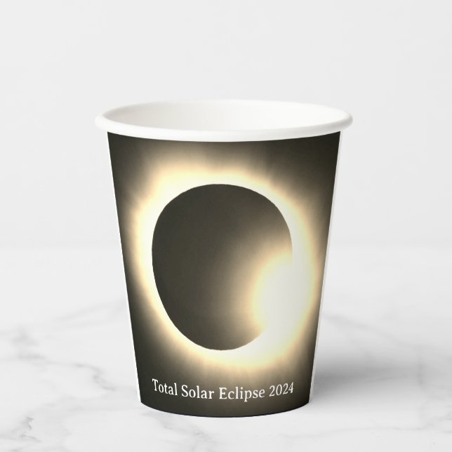Total solar eclipse 2024 sun moon  paper cups (Front)