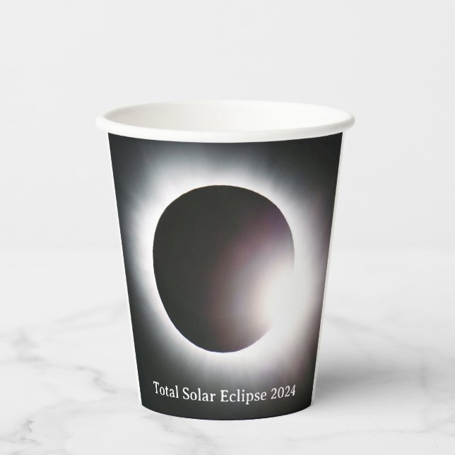 Total solar eclipse 2024 sun moon  paper cups (Front)