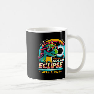 Total Solar Eclipse 2024 T-rex Wearing Solar Glass Coffee Mug