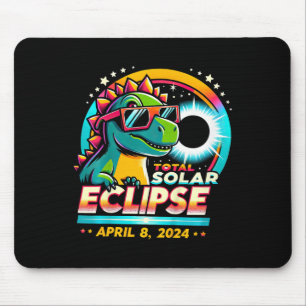 Total Solar Eclipse 2024 T-rex Wearing Solar Glass Mouse Pad