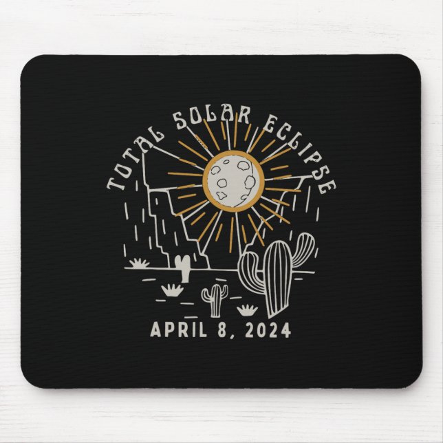 Total Solar Eclipse 2024 Totalily Western Texas Us Mouse Pad (Front)