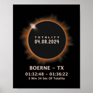 Total Solar Eclipse 2024 Totality 04.08.24 Texas T Poster