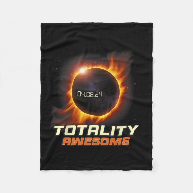 Total Solar Eclipse 2024 Totality Awesome  Fleece Blanket (Front)