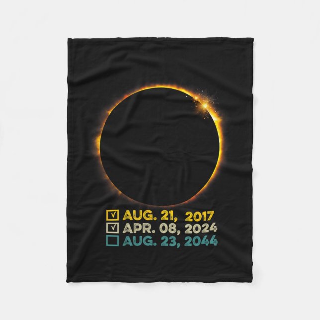 Total Solar Eclipse 2024 Totality Checklist 2017 2 Fleece Blanket (Front)