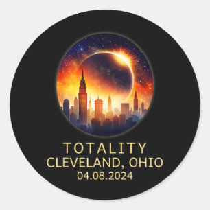 Total Solar Eclipse 2024 Totality Cleveland Ohio Classic Round Sticker