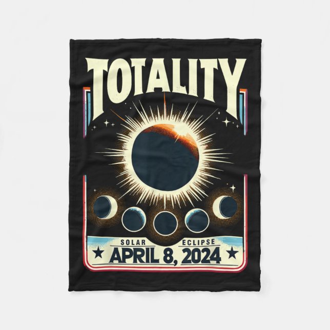 Total Solar Eclipse 2024 Totality Funny Total Ecli Fleece Blanket (Front)