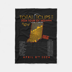 Total Solar Eclipse 2024 Tour Of Indiana April 8th Fleece Blanket