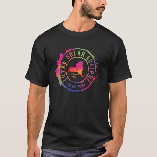 Total Solar Eclipse 2024 USA New York Niagara Fall T-Shirt (Front)