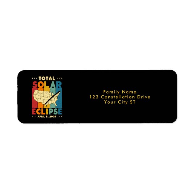 Total Solar Eclipse 2024 USA Path of Totality Map Return Address Label (Front)