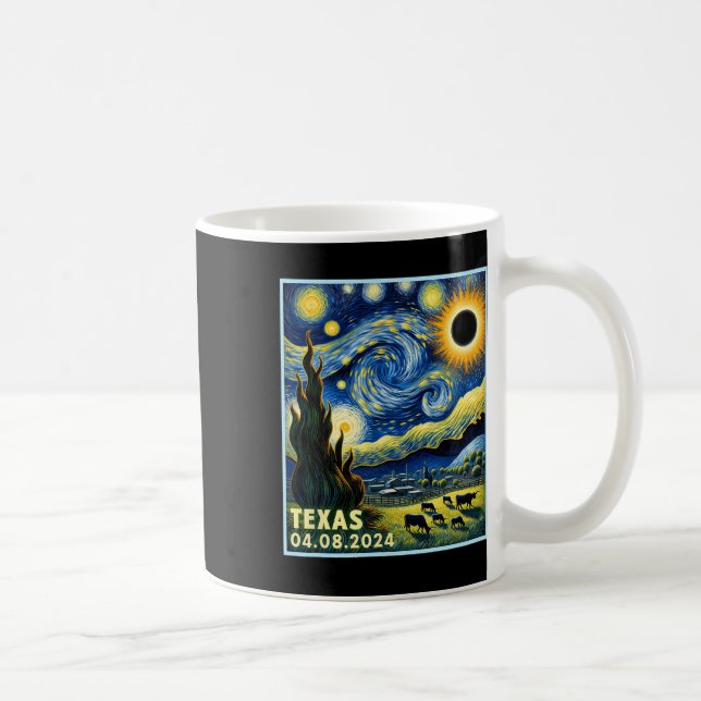 Total Solar Eclipse 2024 Van Gogh Starry Night Sty Coffee Mug (Right)