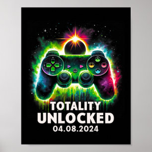 Total Solar Eclipse 2024 Video Game Colourful 1 Poster