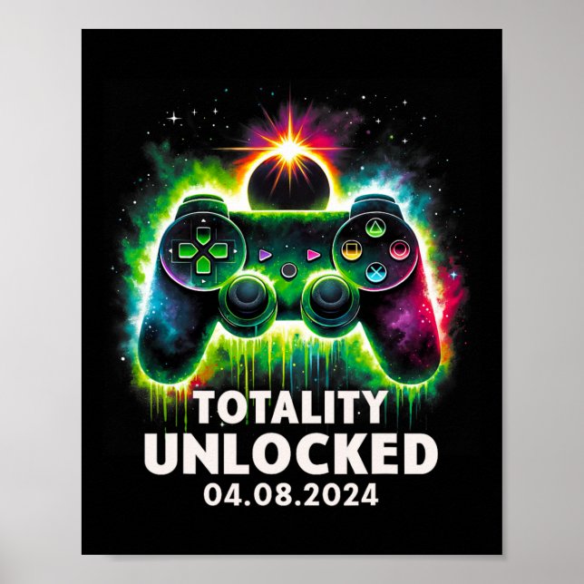 Total Solar Eclipse 2024 Video Game Colourful 1  Poster (Front)