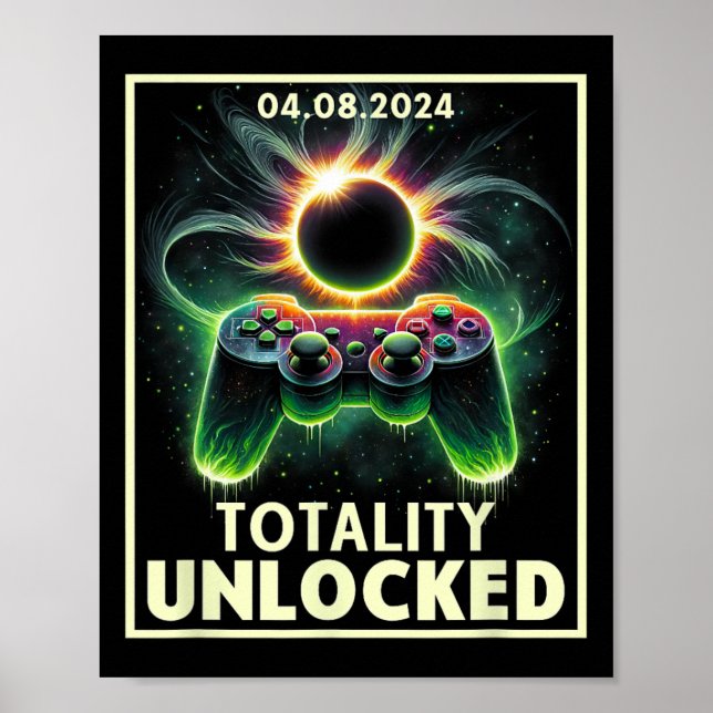 Total Solar Eclipse 2024 Video Game Gaming Boy 1  Poster (Front)