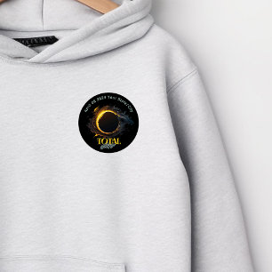 Total Solar Eclipse 2024 Your City State Black  6 Cm Round Badge