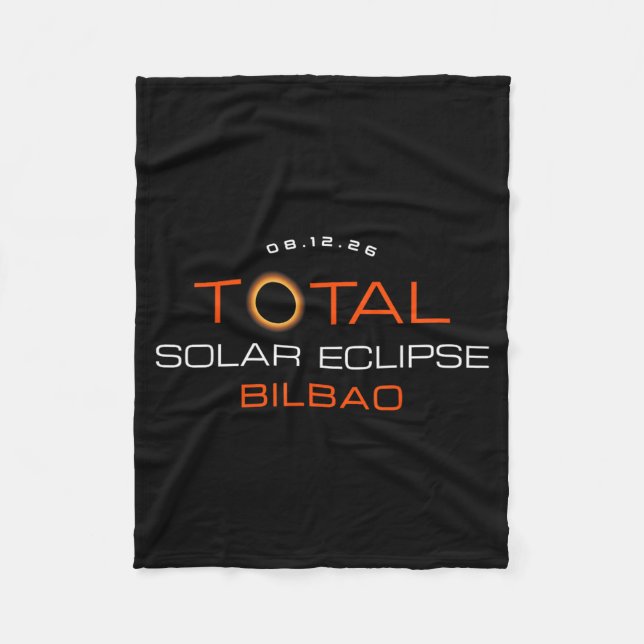 Total Solar Eclipse 2026 Bilbao Spain Totality Fleece Blanket (Front)