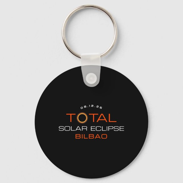 Total Solar Eclipse 2026 Bilbao Spain Totality Key Ring (Front)