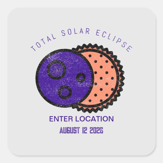 Total Solar Eclipse 2026 Custom Square Sticker (Front)