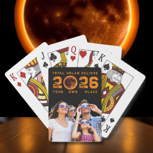 Total Solar Eclipse 2026 Family Photo Keepsake Playing Cards