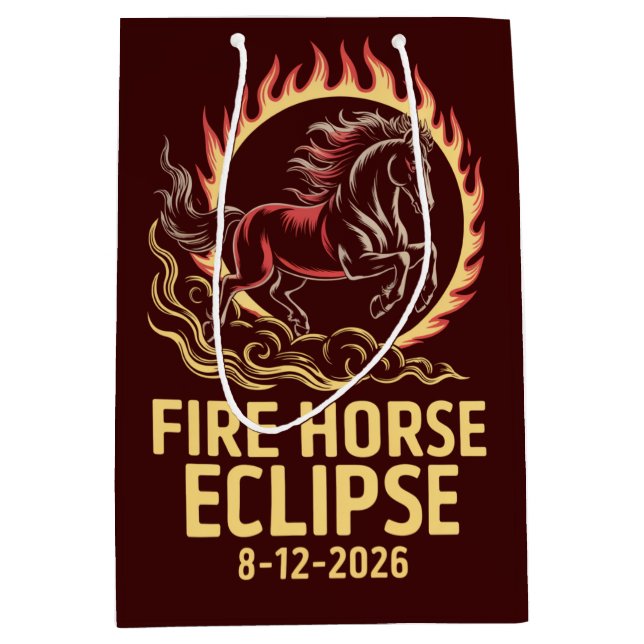 Total Solar Eclipse 2026 Fire Horse Birthday Gift  Medium Gift Bag (Front)