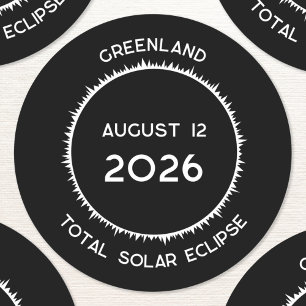 Total Solar Eclipse 2026 Greenland Classic Round Sticker