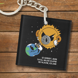 Total Solar Eclipse 2026 Iceland Photobomb Key Ring