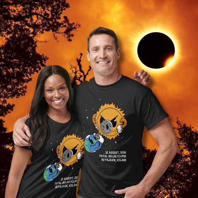Total Solar Eclipse 2026 Iceland Photobomb T-Shirt (Change your city/location to personalize via the template)
