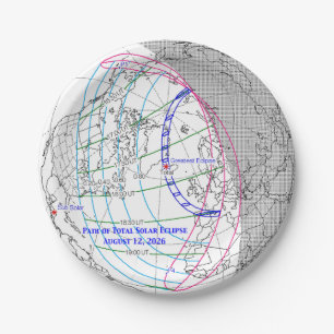 Total Solar Eclipse 2026 Map Paper Plate