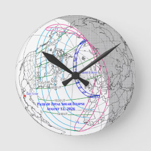 Total Solar Eclipse 2026 Map Round Clock